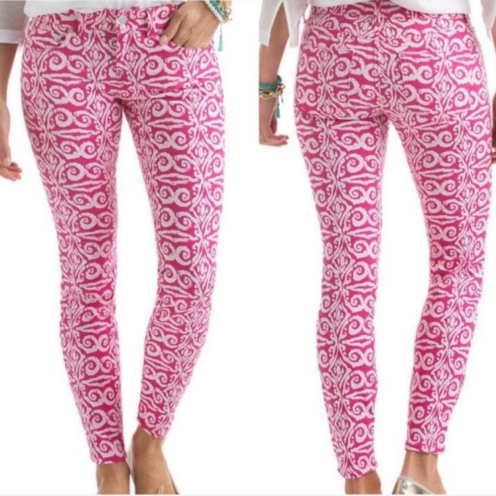 Vineyard vines pink paisley print skinny jeans 10
